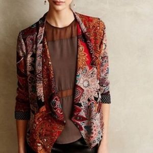 Anthropologie Cartonnier Paisley Open Front Jacket S